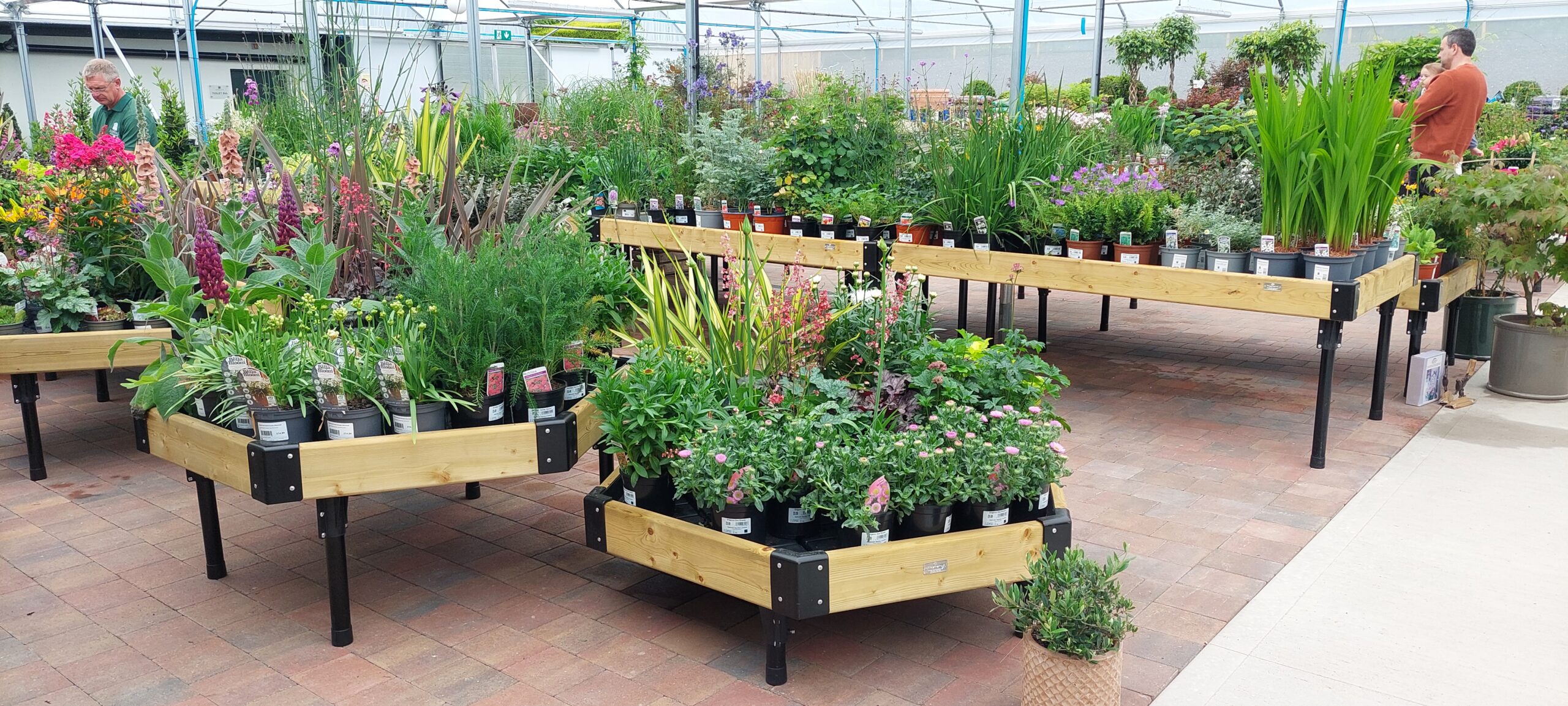 garden centre display tables timber